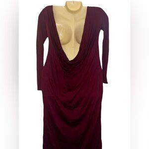 Missguided Deep Red Long Sleeve Backless Dress
